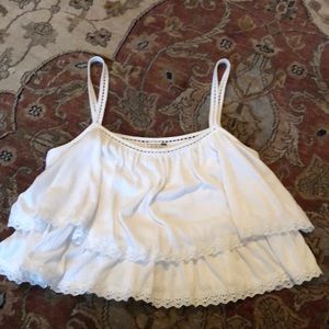 LA Hearts white ruffle cropped tank top